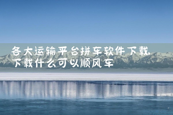 各大运输平台拼车软件下载